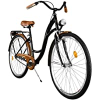 Milord Bikes Cómoda Bicicleta de Ciudad- Bicicleta- 1 Velocidades- Rueda de 28&quot-- Negro-Marrón